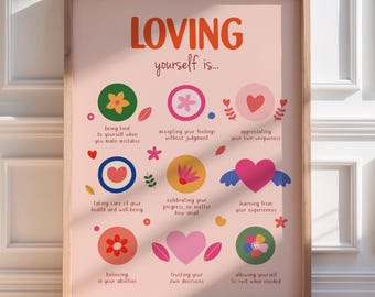Positive Affirmation Poster, Pink Self Love Wall Art, Mental Health Wall Decor, Dopamine Decor Aesthetic, Therapy Gift, Digital Download