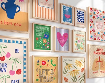 16 Mental Health Posters, Trendy Dopamine Decor Therapy Office Art, Counseling Office Printable, Inspirational Quotes, Digital Download N8