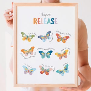 Things To Release, Mental Health Poster, Therapy Office Decor, Coping Skills, School Counselor, Growth Mindset, CBT, Digital Download