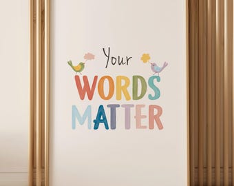 Printable Speech Therapy Poster, Rainbow Wall Art for SLPs, Therapy Office Decor, Communication Print (Digital Download)