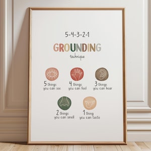 Coping Skills Poster, Grounding Technique, Therapy Office Decor, Self Care, Mental Health, Social Worker, Anxiety Relief, Digital Download
