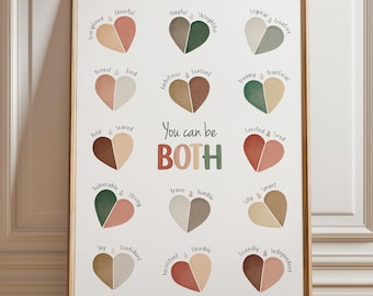 You Can Be Both, Therapy Office Decor, School Counselor, Social Worker, Mental Health, Duality poster, Therapy tools, DBT, Digital Download