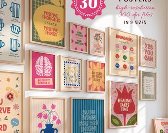 30 Mental Health Posters Bundle – Dopamine Decor, Therapy Office Decor, Positive Affirmations, Counseling Office Art, Digital Download N10