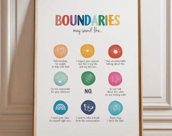 Boundaries Poster: Mental Health Decor, Therapy Office Art (Digital Download)