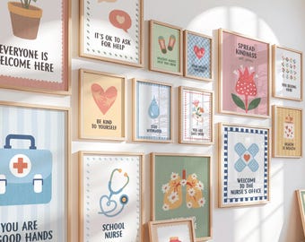 20 School Nurse Wellness Posters, Printable Nurse Office Decor & Health Room Wall Art Digital Download N21