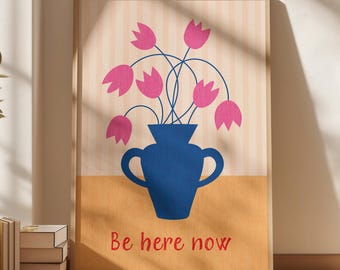 Dopamine Decor Wall Art, Colorful Flower Vase Print, Positive Affirmation Art, Modern Minimalist Wall Decor, Gift for Her Digital Download