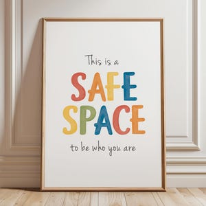 Safe Space Poster, School Counselor Office Decor, Calming Corner, Mental Health, Social Worker, Therapy Office Wall Decor, Digital Download