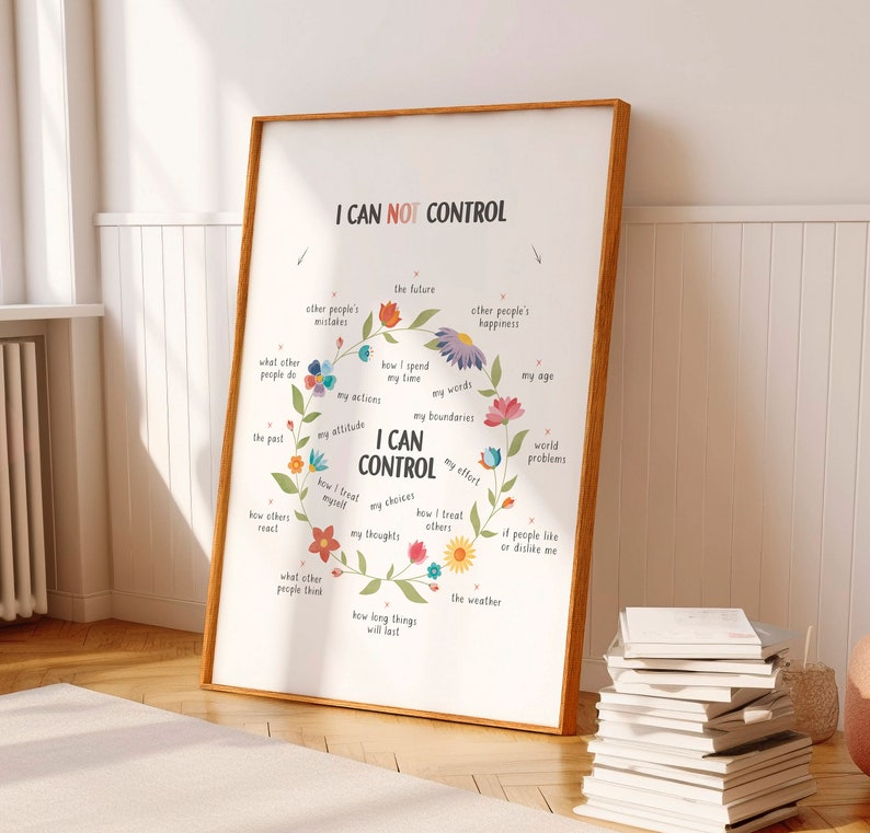 I can control poster, school counselor , calming corner, growth mindset, therapy office wall decor, cbt, mental health, classroom decor, daily affirmations.