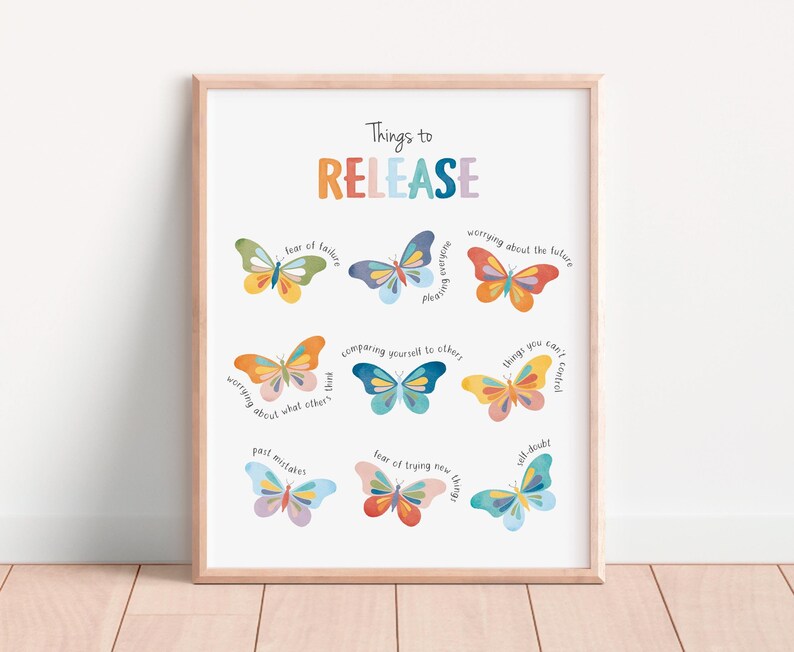 Things To Release, Mental Health Poster, Therapist Office Decor, Coping Skills, School Counselor, Growth Mindset, CBT
