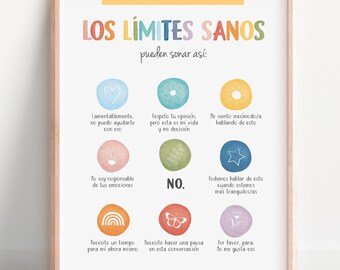 Spanish Boundaries Poster, Spanish Therapy Office Decor, Spanish Calming Corner, School Psychology, CBT, Digital Download