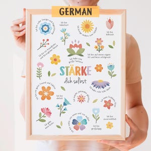Kompliment für sich, positive Affirmation in Deutsch, Therapie Büro Dekor, psychische Gesundheit, Schulpsychologie, CBT, digitaler Download