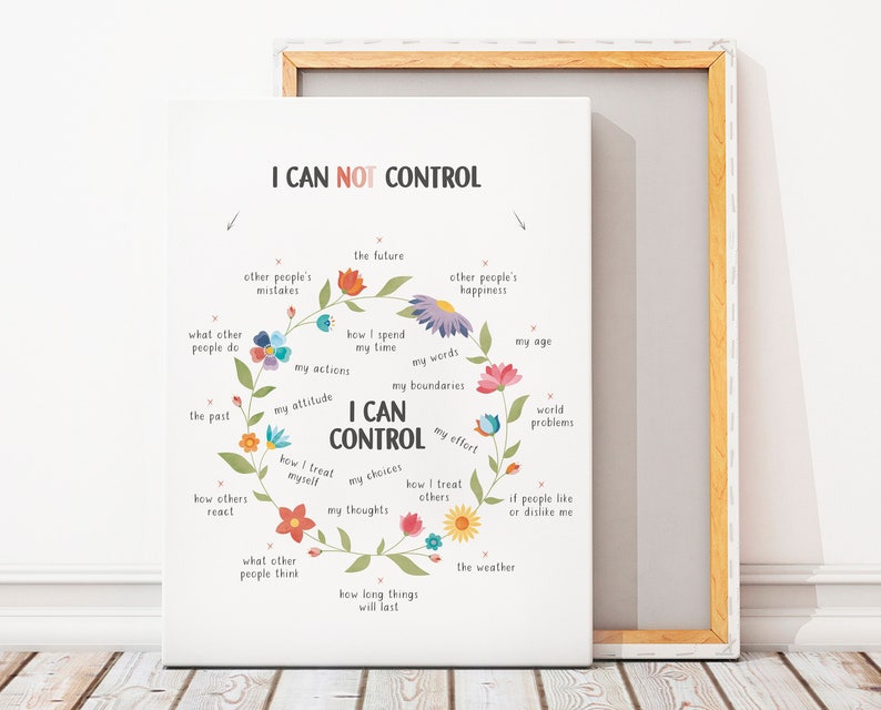 I can control poster, school counselor , calming corner, growth mindset, therapy office wall decor, cbt, mental health, classroom decor, daily affirmations.