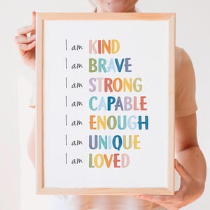 Rainbow Affirmations Print for Playroom, Classroom Wall Decor, Mental Health, Affirmations for Kids, Mental Health, Digital Download