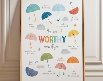 Therapy Office Decor, School Counselor, Positive Affirmations, Anxiety Relief, Calming Corner, School Psychologist, CBT, Digital Download