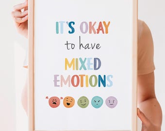 Mixed Emotions Poster: Therapy Office Decor, Growth Mindset (Digital Download)