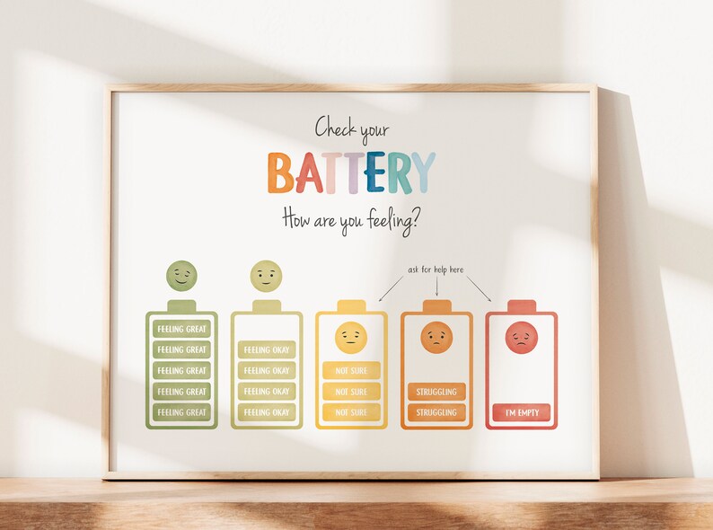 Check your battery, Counselor Gift, School Counselor, Calm Down Corner.