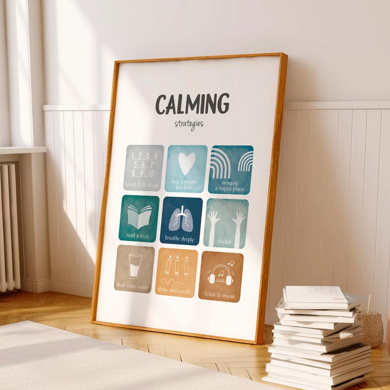 Coping Skills Print, Aesthetic Therapy Office Wall Decor, Calming ...