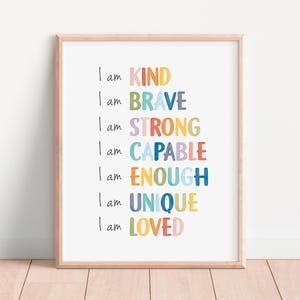 Rainbow Affirmations Print for Playroom, Classroom Wall Decor, Mental Health, Affirmations for Kids, Mental Health, Digital Download