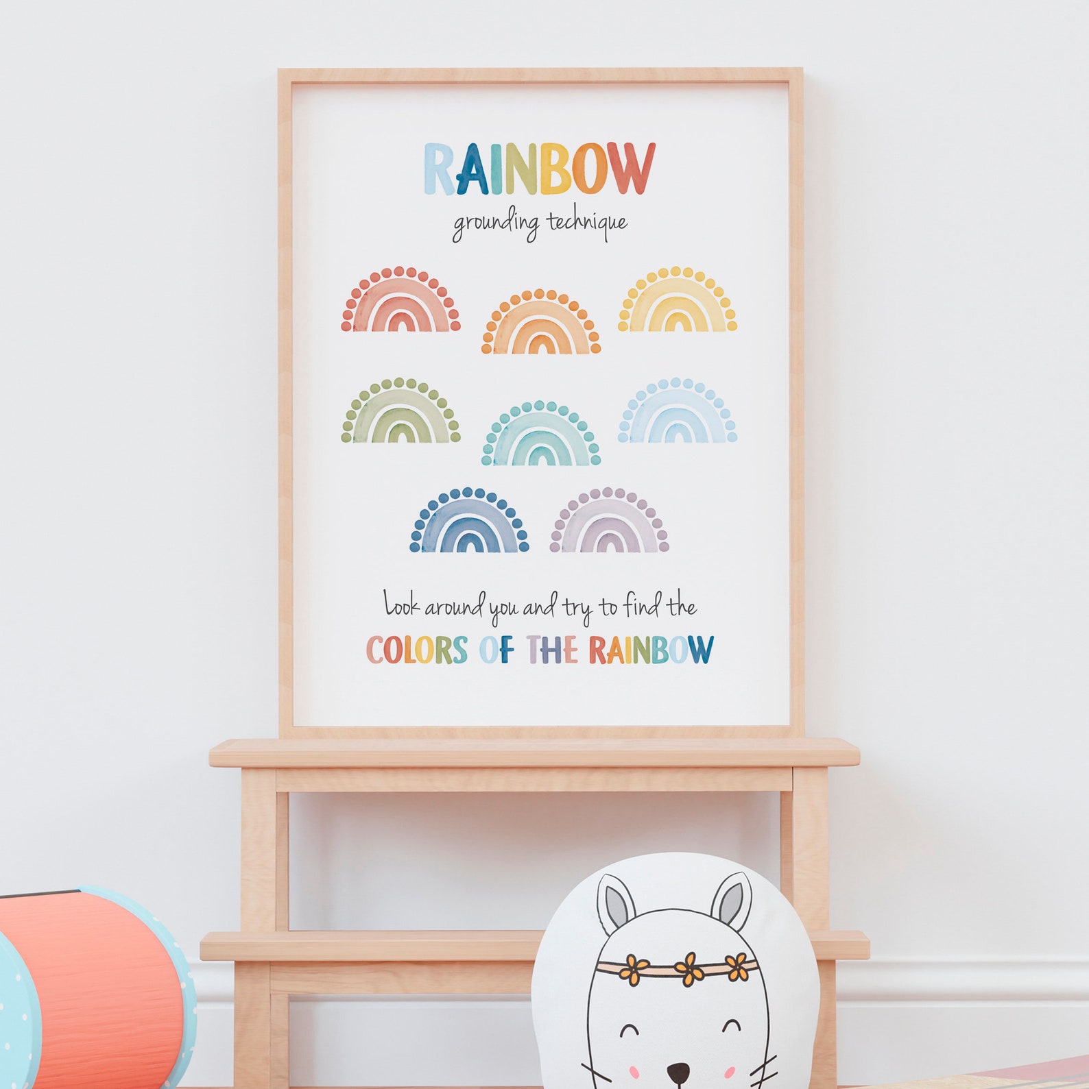 Rainbow Grounding Technique Poster, Coping Skills Poster, Social Worker ...