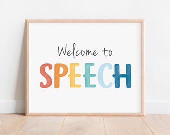 Welcome To Speech Sign, Speech Therapy Classroom Decor, SLP Decor, Communication Print, Speech Pathologists, (Digital Download)