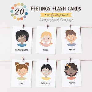 Tarjetas flash de sentimientos, consejero escolar, gráfico de emociones, rincón de calma, salud mental, decoración de la oficina de terapia, descarga digital