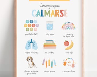 Spanish Calming Strategies Poster: CBT Therapy Office Decor (Digital Download)