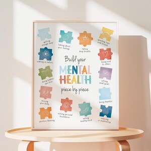 Mental Health Poster, Coping Skills, Therapy Office Decor, School Counselor, Calming Strategies, Calming Corner, CBT.