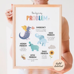 Poster How Big Is My Problem, Size Of The Problem, Angst Relief, Beruhigungsecke, Poster Beratung, Therapie Büro, digitaler Download