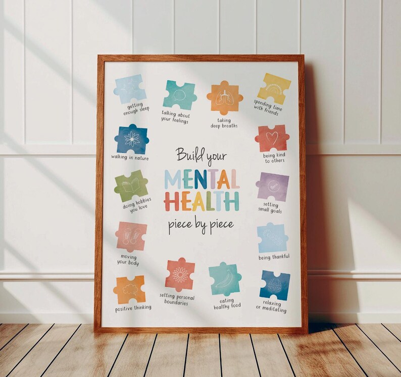 Mental Health Poster, Coping Skills, Therapy Office Decor, School Counselor, Calming Strategies, Calming Corner, CBT.