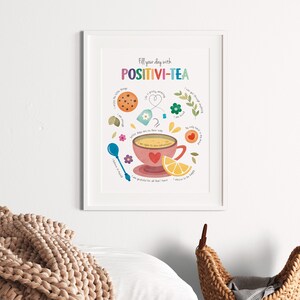 nursery affirmation print with tea cup and uplifting messages