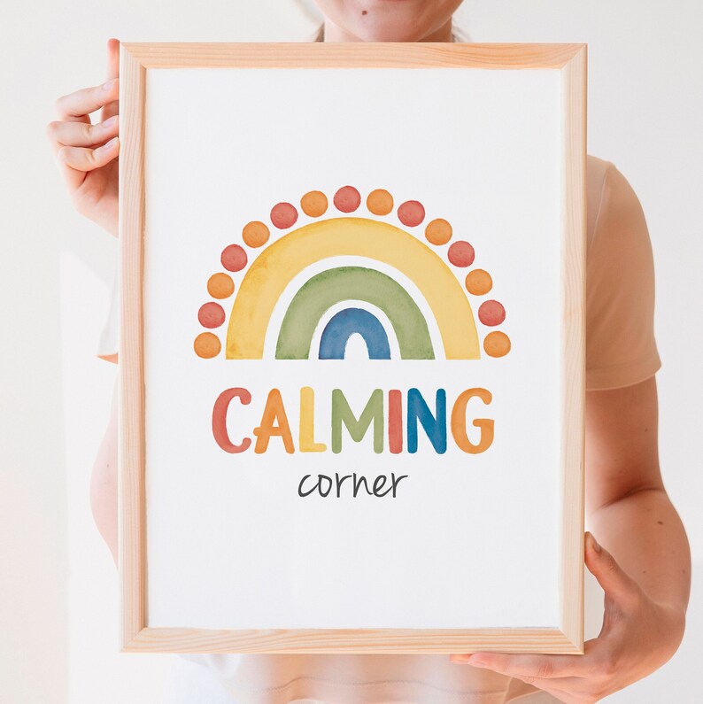 Calming Corner Sign, Rainbow Calming Corner Print, Classroom Decor ...