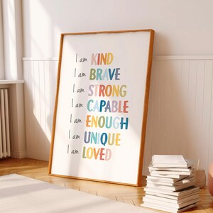 Rainbow Affirmations Print for Playroom, Classroom Wall Decor, Mental Health, Affirmations for Kids, Mental Health, Digital Download