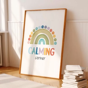 Rainbow Classroom Wall Decor, Calming Corner Poster, Coping Skills, Therapy Office Decor, Mental Health, Calm Down Corner, Digital Download