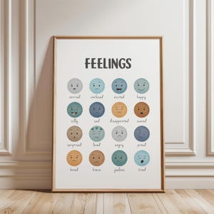 Feelings Chart for Kids, Emotions Faces Poster, Emotional Regulation Art, Calm Down Corner Printable, SEL Classroom Decor, Digital Download image 6