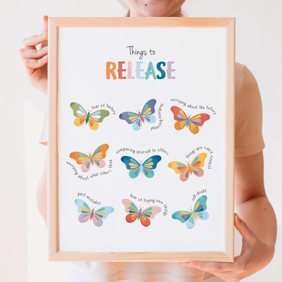 Things To Release, Mental Health Poster, Therapy Office Decor, Coping Skills, School Counselor, Growth Mindset, CBT, Digital Download