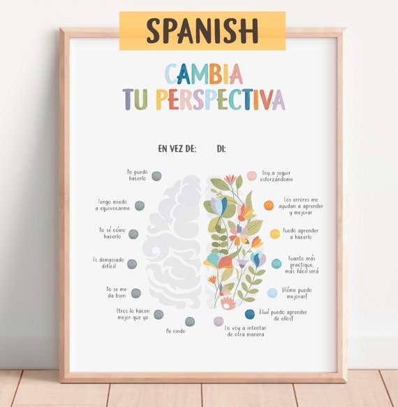 Spanish Growth Mindset Poster, Spanish Therapy Office Decor, Mentalidad De Crecimiento, Calming Corner Print, Digital Download