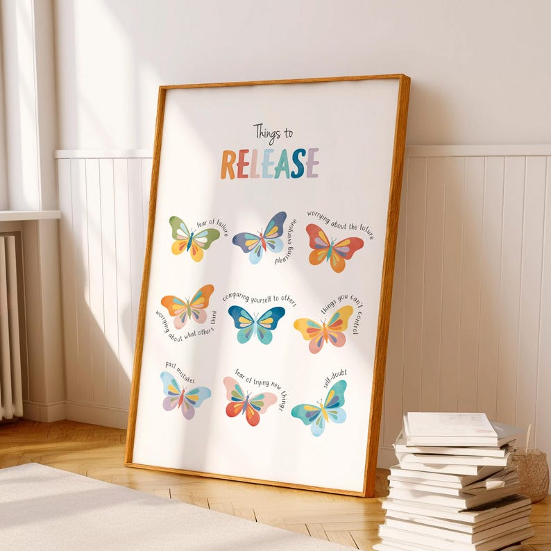 Things To Release, Mental Health Poster, Therapist Office Decor, Coping Skills, School Counselor, Growth Mindset, CBT