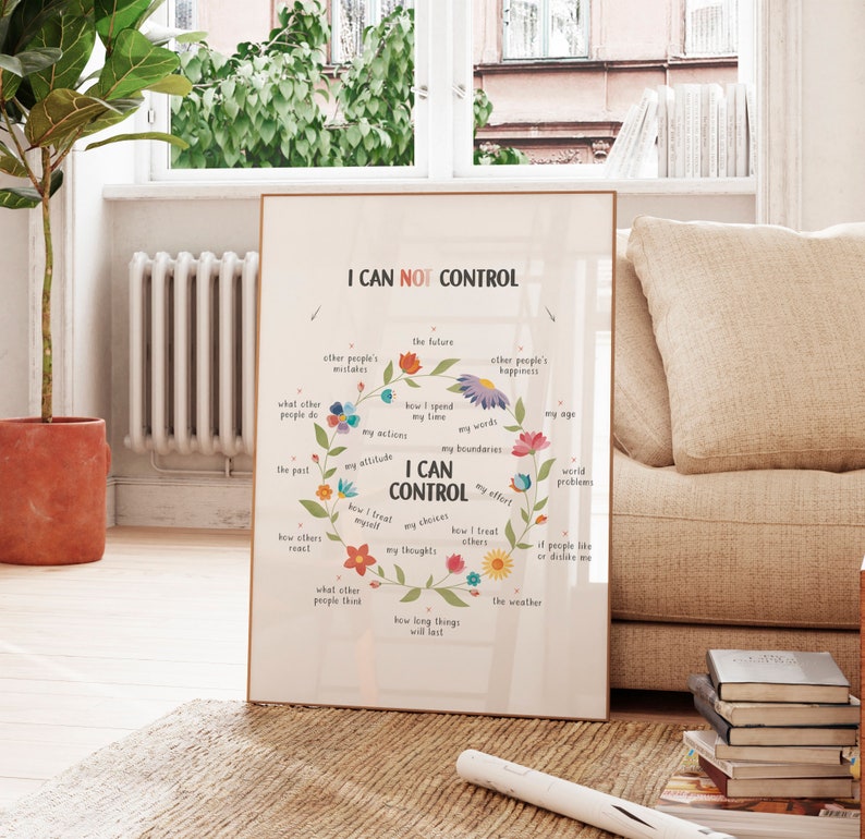 I can control poster, school counselor , calming corner, growth mindset, therapy office wall decor, cbt, mental health, classroom decor, daily affirmations.