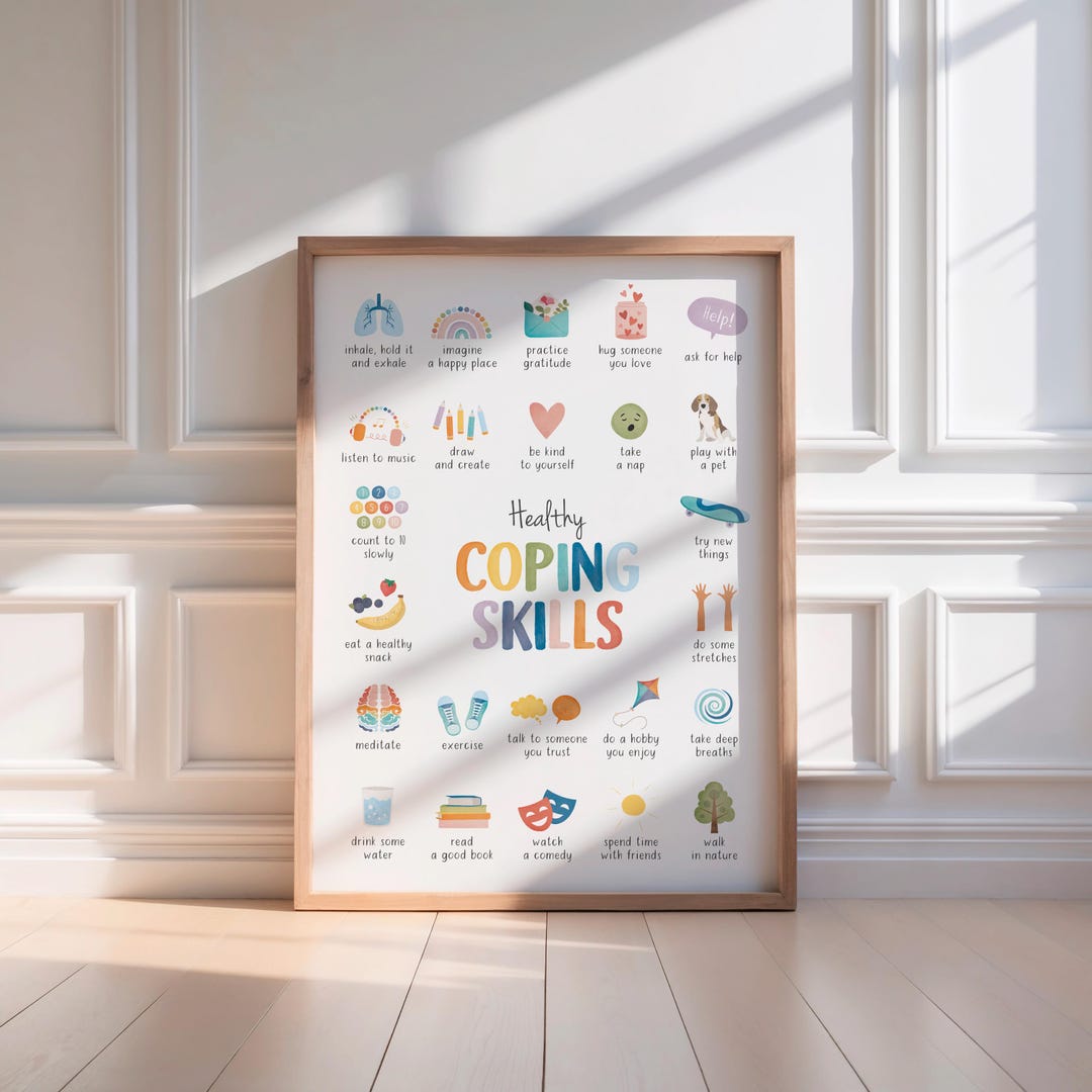 Minimalist Rainbow Coping Skills Poster | Mental Health Wall Art for ...
