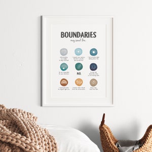 Boundaries Poster, Self-Respect, Mental Health, Therapy Office Decor, School Counselor Poster, Social Worker Print, Digital Download.
