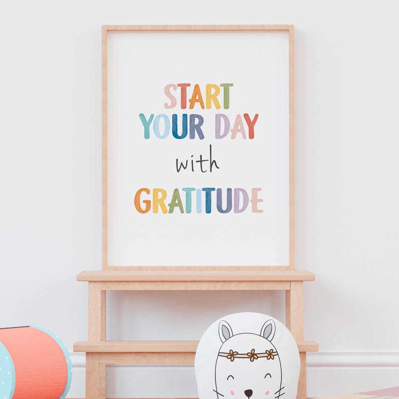 Start Your Day With Gratitude, Daily Gratitude Poster, Therapy Office Decor, Growth Mindset, Home Office Inspiration, Digital Download