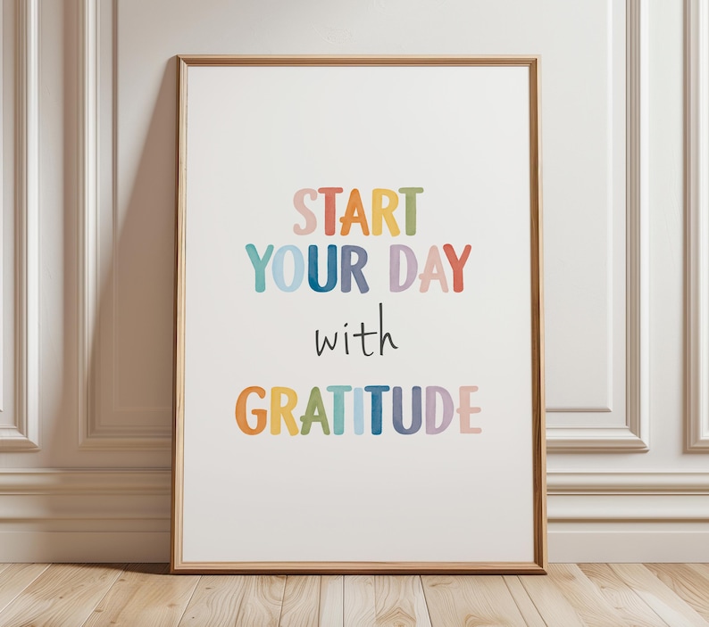 Start Your Day With Gratitude, Daily Gratitude Poster, Therapy Office Decor, Growth Mindset, Home Office Inspiration, Digital Download
