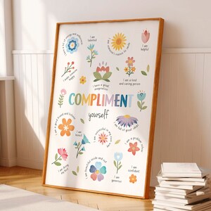 Compliment Yourself, Positive Affirmation, Therapy Office Decor, Mental ...