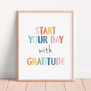Start Your Day With Gratitude, Daily Gratitude Poster, Therapy Office Decor, Growth Mindset, Home Office Inspiration, Digital Download