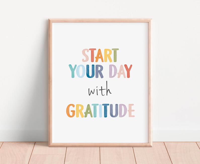 Start Your Day With Gratitude, Daily Gratitude Poster, Therapy Office Decor, Growth Mindset, Home Office Inspiration, Digital Download