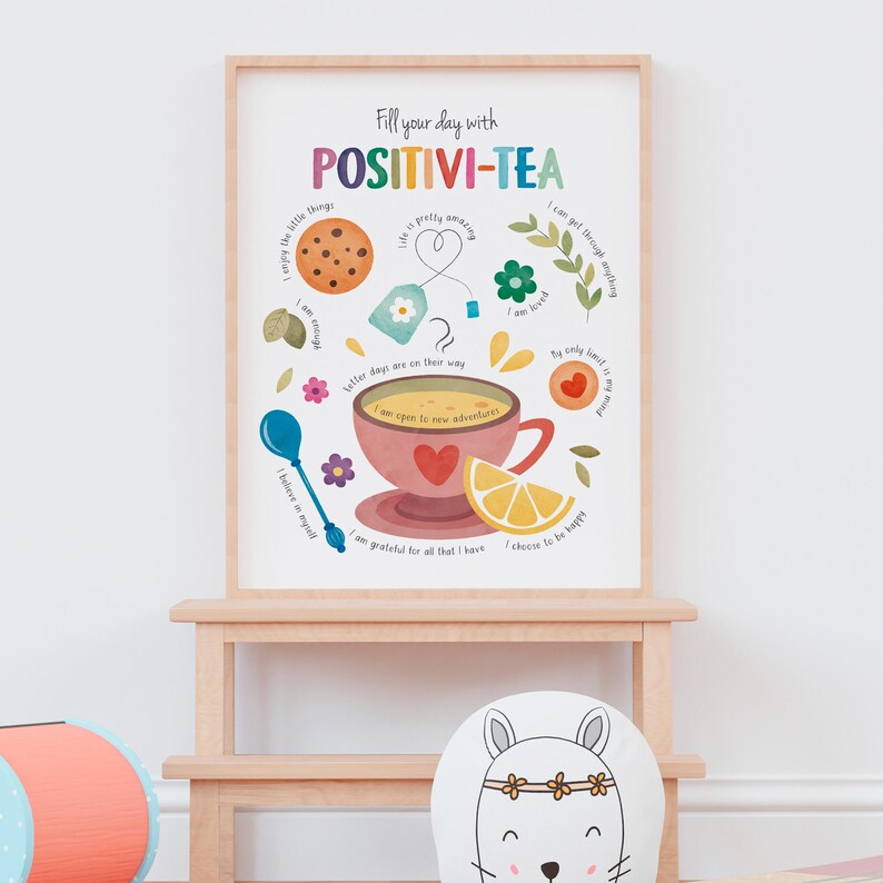 positivi tea poster for classroom with motivational quotes for children