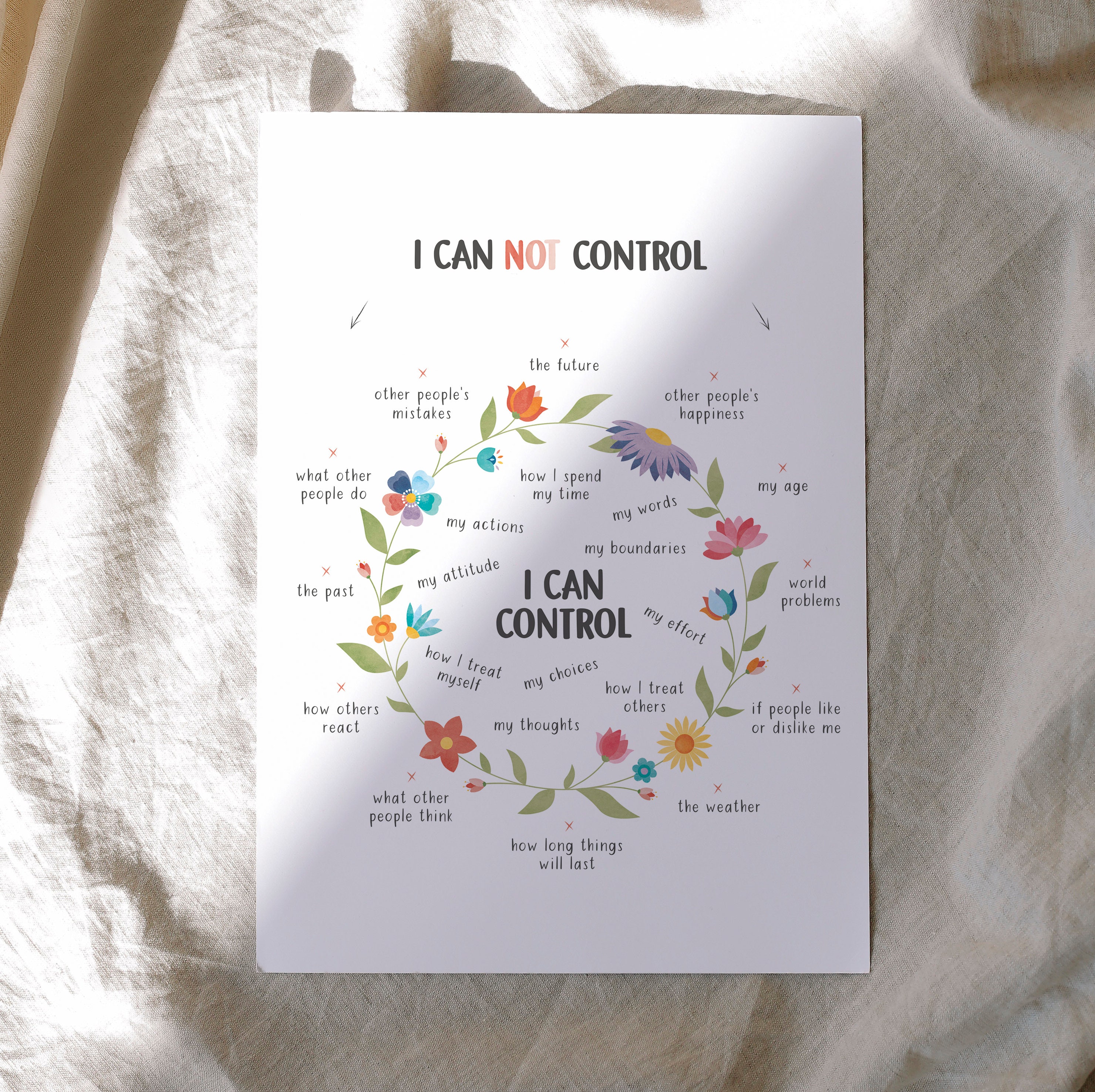 Discover Things I Can Control poster, Therapy Office Decor
