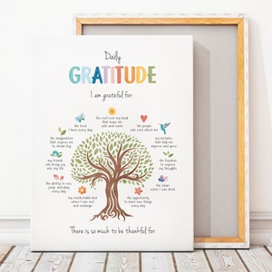 Daily Gratitude Poster, Therapy Office Decor, Growth Mindset, Home Office Inspiration, Calming Corner, School Psychology.