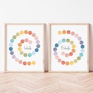 Inhale Exhale Posters, Beratung Bürodeko, Calming Corner, Mentale Gesundheit Wandkunst, Erdungstechnik Angst CBT, digitaler Download