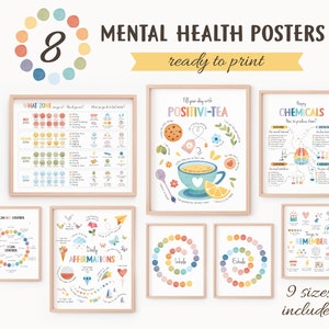 Mental Health Bundle, 8 Therapy Office Decor Posters, School Psychologist, Classroom Management, Coping Techniques, Digital Download, N22